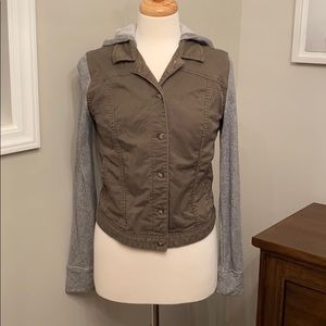 Express Jeans Sweatshirt Sleeved Utility Jacket